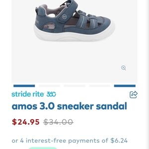 Stride Rite Amos 3.0 Sneaker Sandal Toddler Size 5 Navy